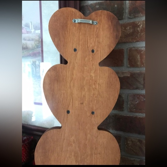 Vintage Handmade Solid Wood Hand Carved Rustic Brown Heart Wall Shelf - Picture 4 of 4